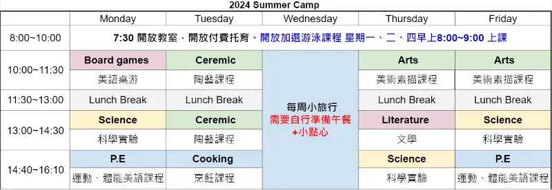 2024 全英語夏令營招生中