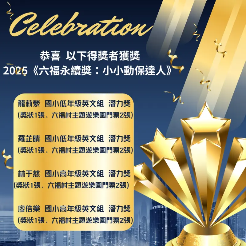《狂賀》2025 六福永續獎：小小動保達人 成績優異